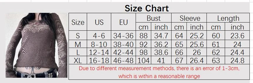 Y2K Grunge Cyber Mall Goth Thermal T-shirt Skulls Graphic Print Long Sleeve Pullovers Tops Women 90s Vintage Aesthetic Tees
