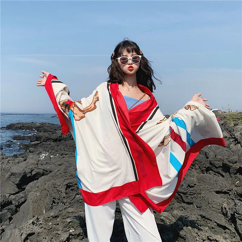 140x180cm Celebrity With The Same Cover-Ups Women Large Beach Dress Bikini Bathing Swimwear Sunburn Protection Sarong Wrap Scarf