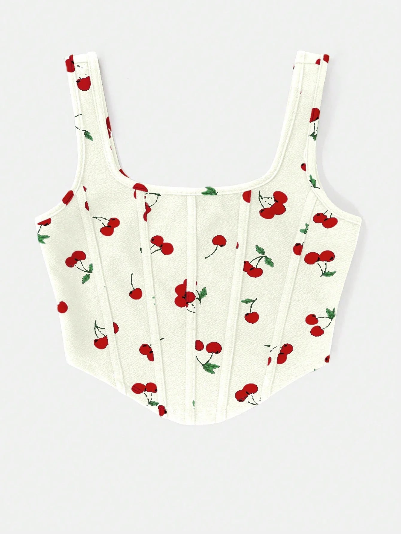 Women's Summer Casual Sleeveless Cherry Print Cropped Tank Top, Fashionable Women's Daily Wear Tops
