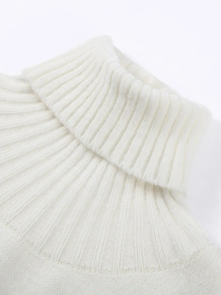 Women's 2 Pcs Suits Printed Pullover Sweater Pants Sets Street Female Turtleneck Long Sleeve Tops High Waist Trousers New Outfit