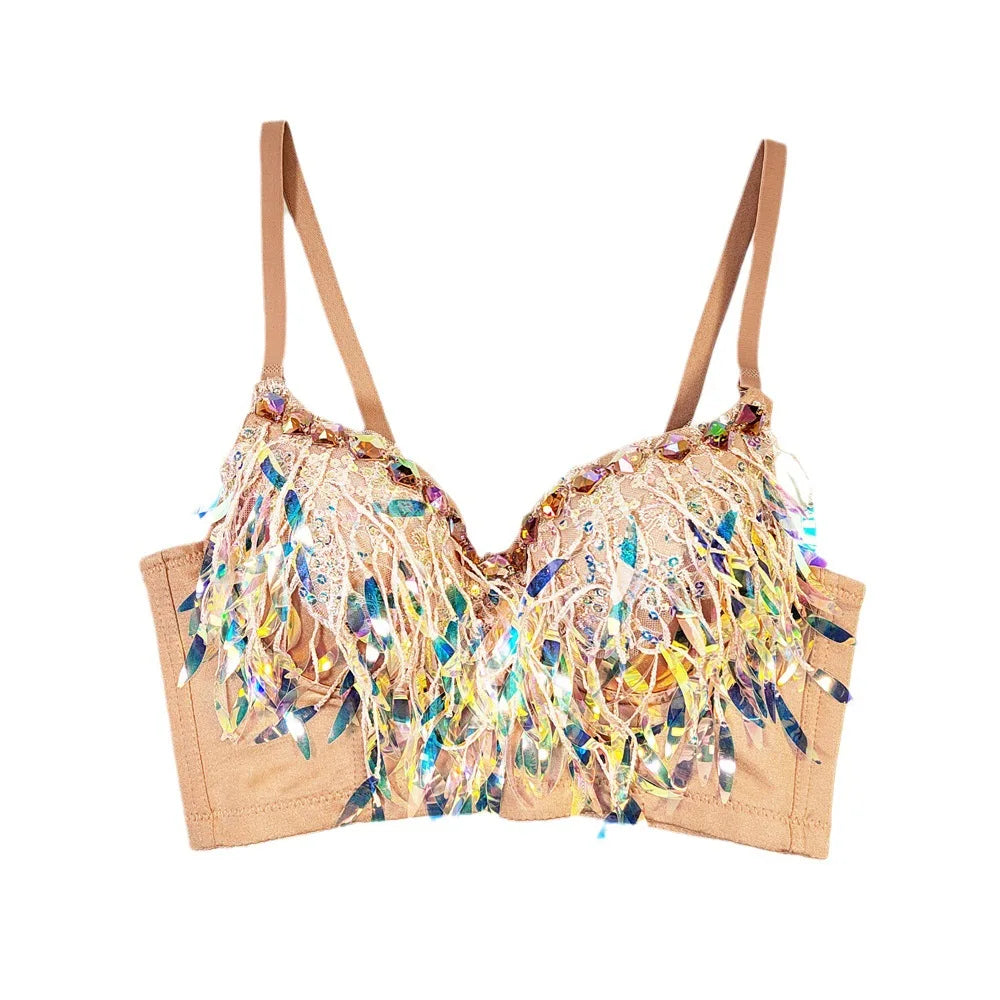 Y2k Top Shirts for Women Clothing Sexy Tank Tops Bra Bling Diamond Rhinestone Fashion Clothes Hotsweet Party Night Club Corset