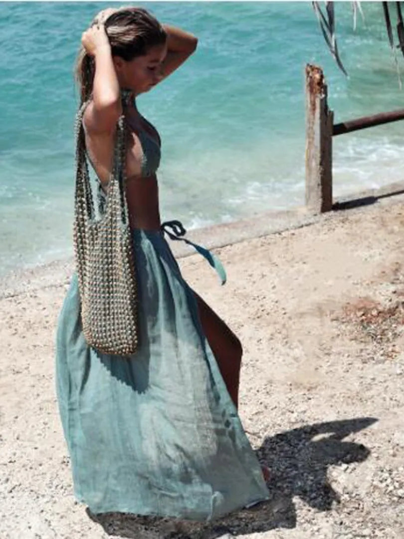 2023 New Cover-ups Summer Women Beach Wear Cotton Tunic Dress Bikini Bath Sarong Wrap Skirt Swimsuit Cover Up