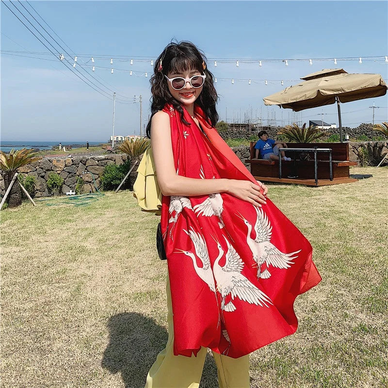 140x180cm Celebrity With The Same Cover-Ups Women Large Beach Dress Bikini Bathing Swimwear Sunburn Protection Sarong Wrap Scarf
