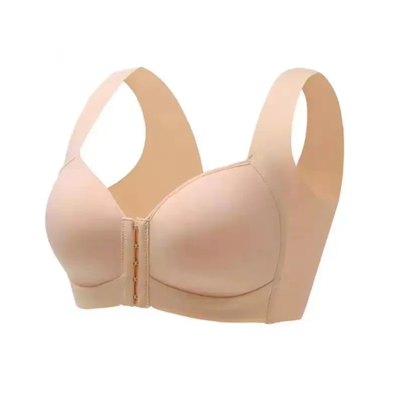 Women's Adjustable Front Button Bra Large Cup Thin Cup Glossy Seamless Comfortable Back Support Vest Style