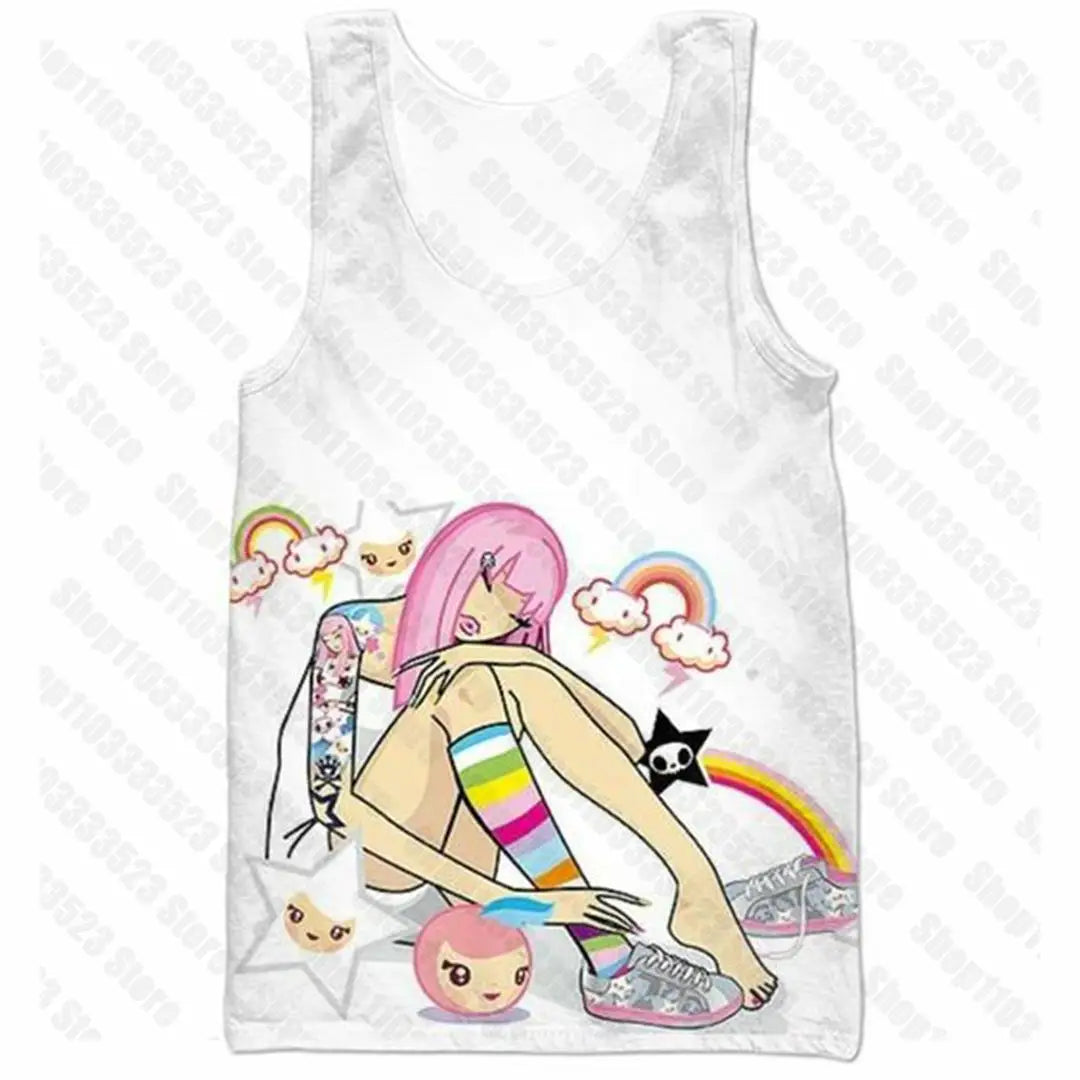 2000s E-girl Goth Women Vest Tank Top Aesthetic Streetwear Vintage Casual Short Sleeve T-Shirts Punk Y2k Style Clothes Baby Tees