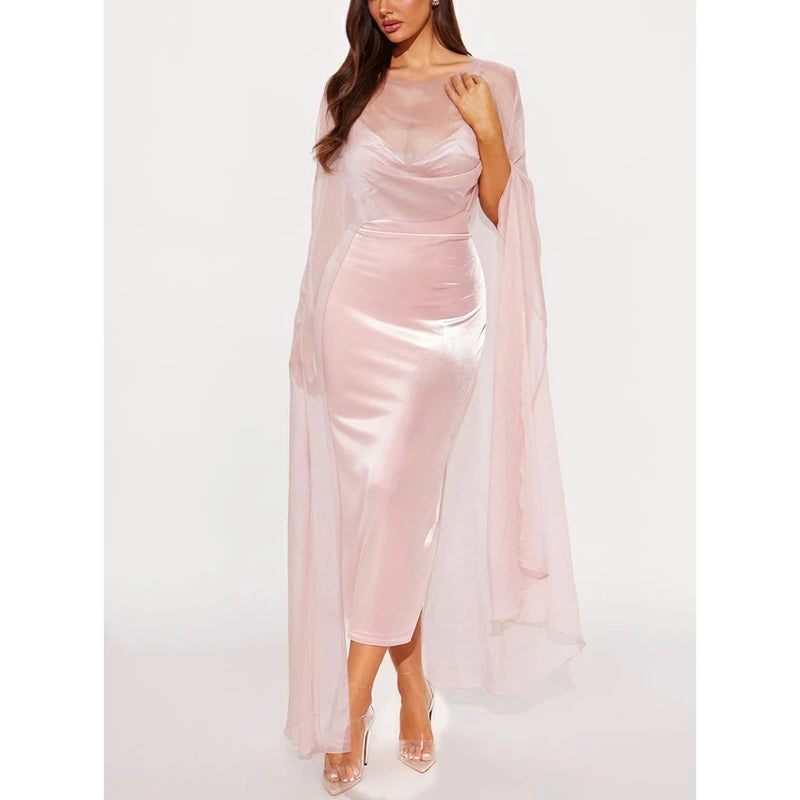 Womens High Low Polka Dot/Solid Color Sheer See-through Cover-ups Summer Holiday O Neck Cape Blouse Female Jacekt Long Party Top