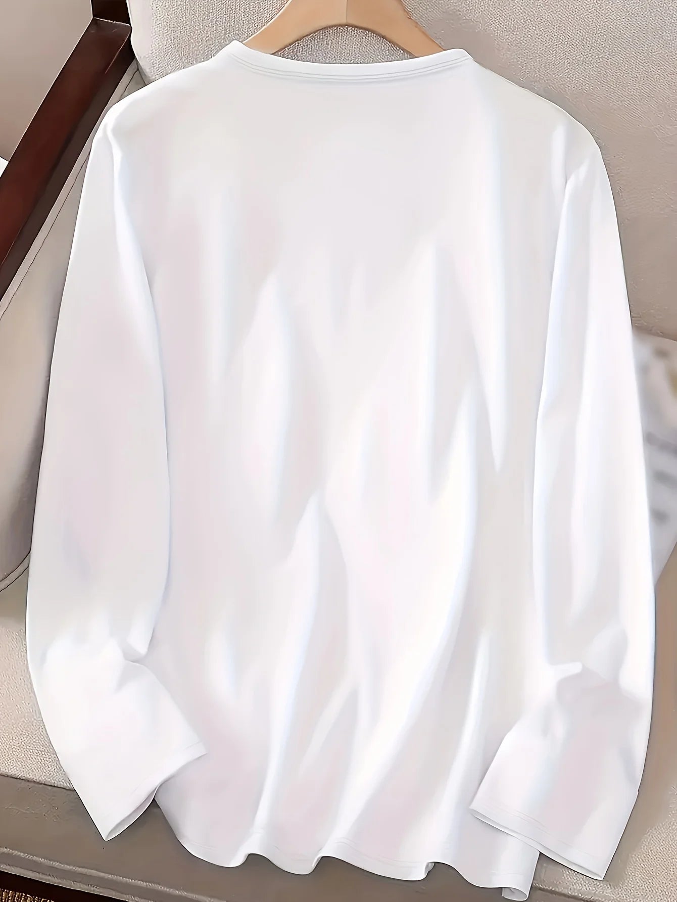 Women's Spring and Autumn 100% Cotton Fashion Casual Loose Leopard Pattern Heart Pattern Printed Round Neck Long Sleeve T-shirt