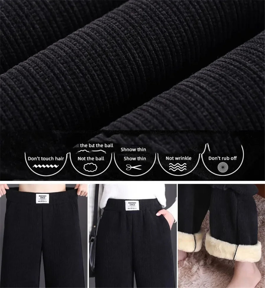 Youthful Woman Clothes Thick Winter Fleece Casual Sport Baggy Sweatpants Women's Pants HighWaist Lamb Fluff Straight Pantalones