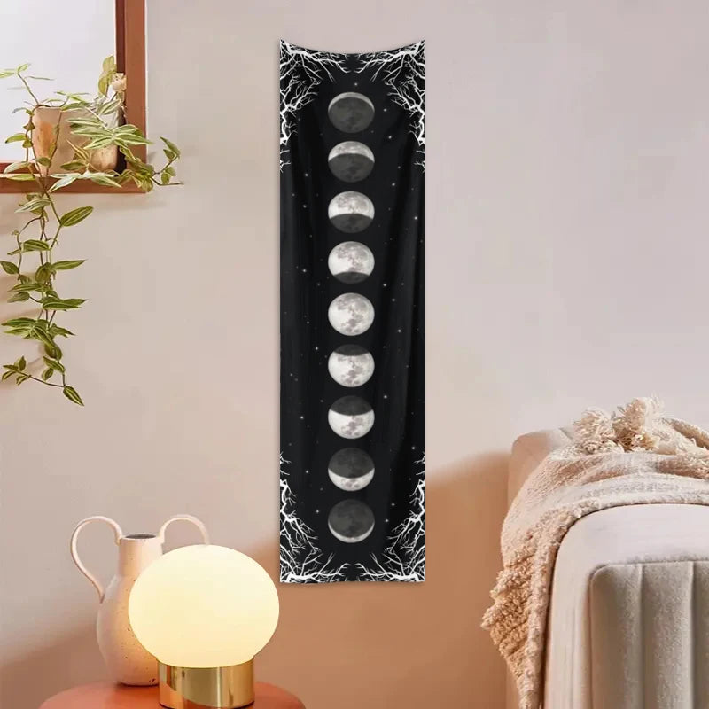 1pc Moon phase tapestry, flower and plant tapestry, moon phase tapestry room decoration wall hanging living room decoration