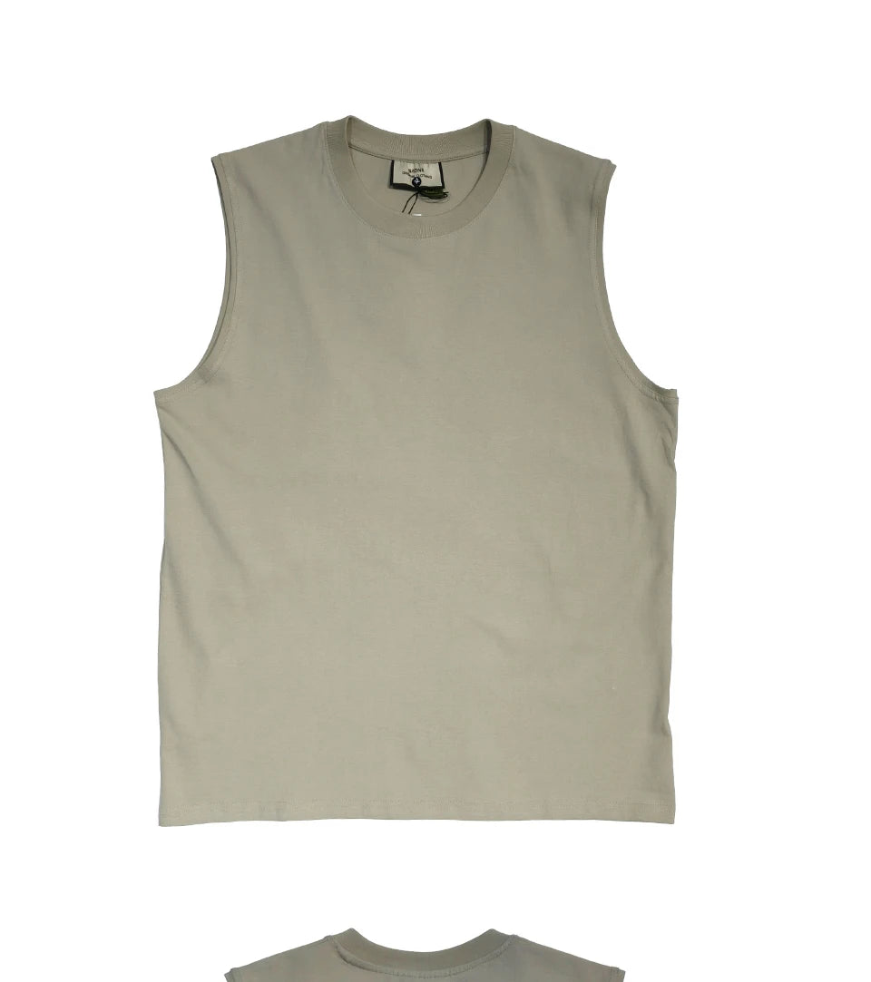 230Grams 100% cotton Vest Men Sleeveless T-shirt Heavy and Old Shoulder Retro Loose Unisex Vintage Tops
