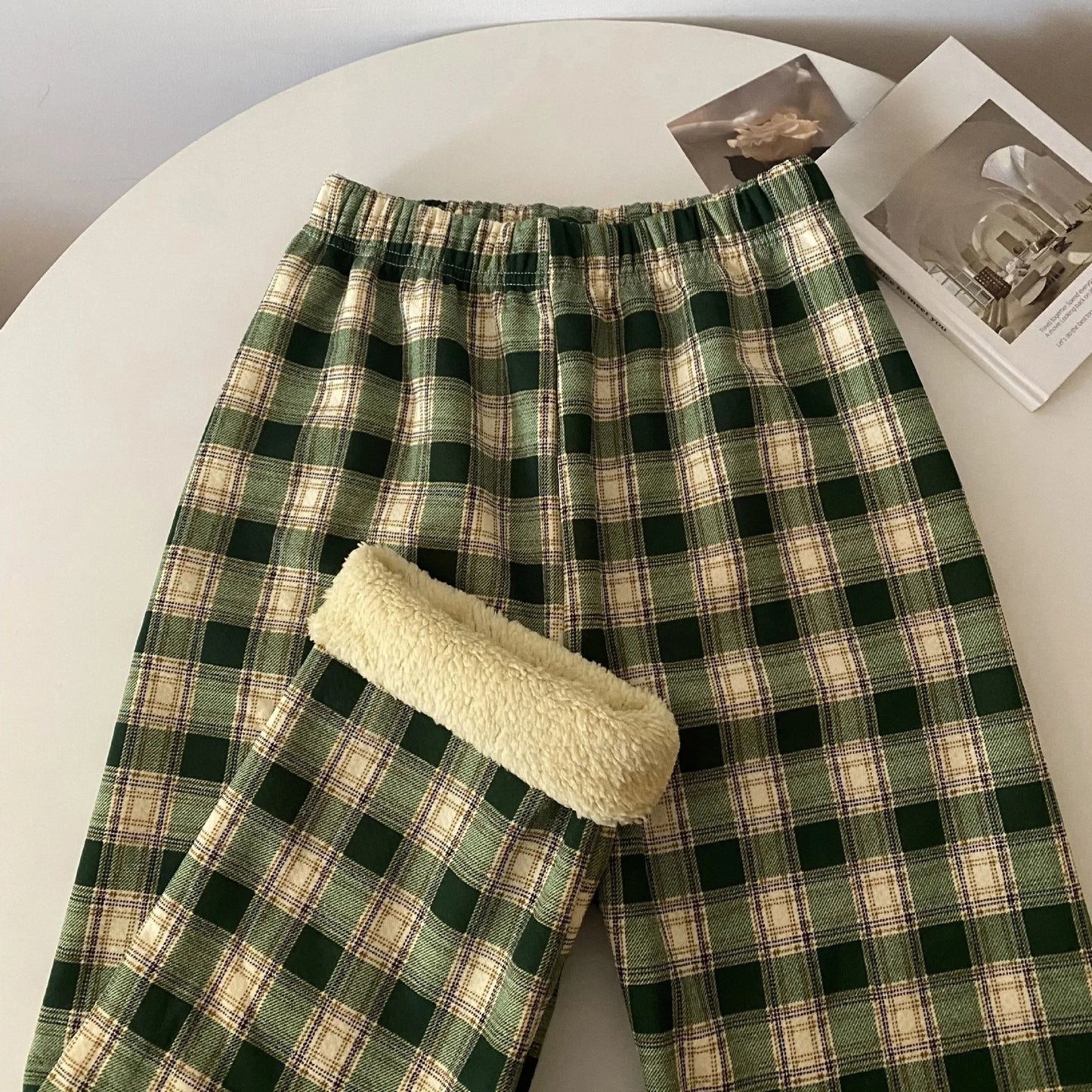 Women's High Waist Fleece Lined Wide Leg Pants Autumn Winter Comfortable Casual Korean Style Home Wear Slimming Trousers