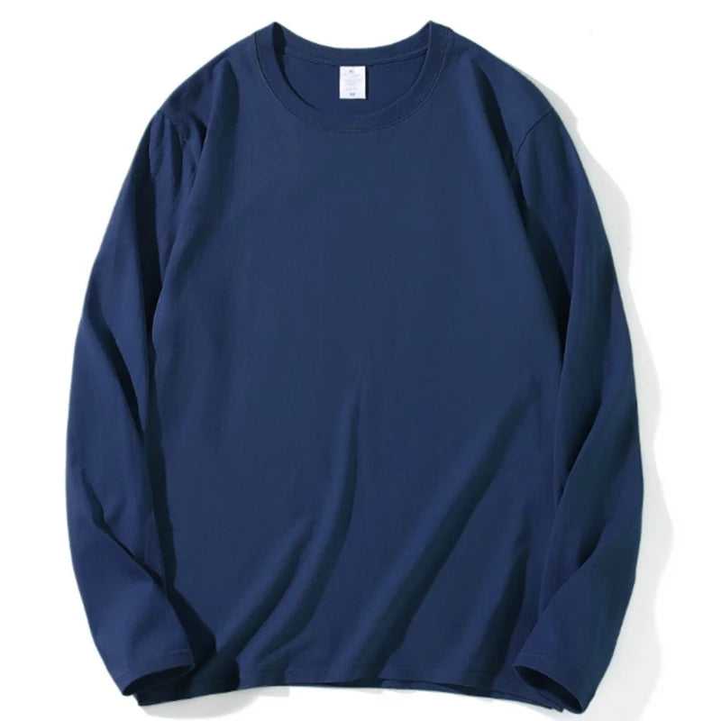 2024 Autumn Women Leisure Cotton Daily Long Sleeve Tops Lady Versatile Round Neck Baggy Clothes Female Concise Solid T-shirts