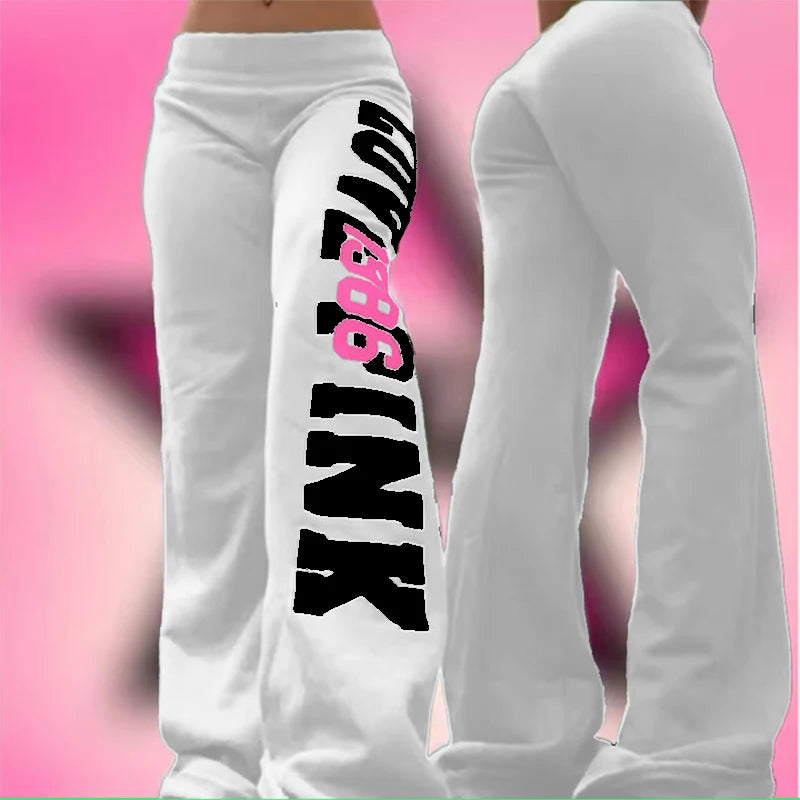 2000s American retro letter print casual trousers versatile hot girl style high street Harajuku style women's casual trousers