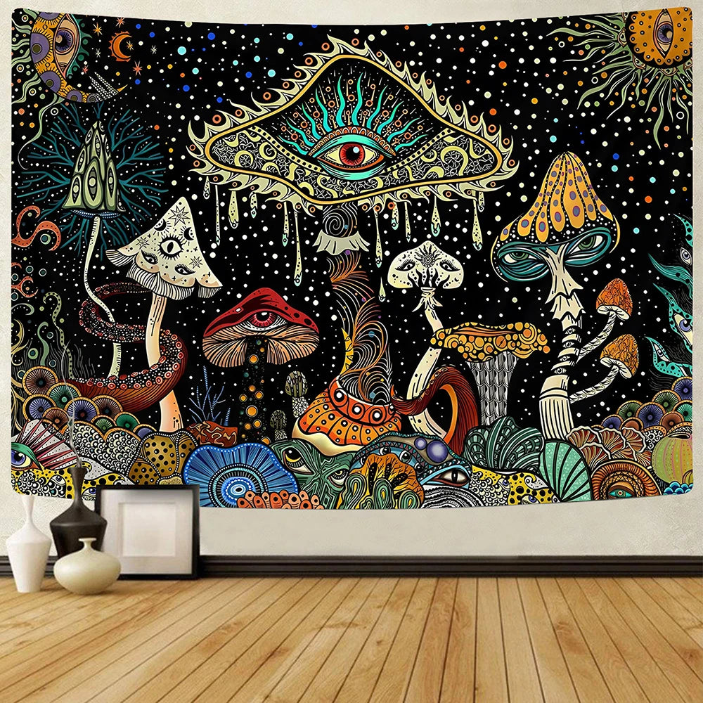 1 Pc Mushroom Tapestry Psychedelic Eyes Tapestry Sea Tapestry Peacock Bohemian Tapestry Abstract Ocean Tapestry Wall Hanging for