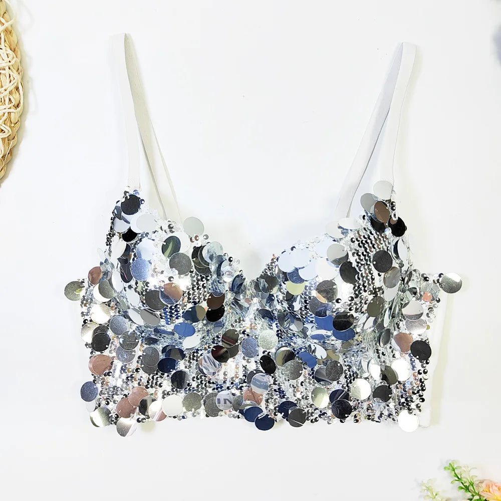 Y2k Top Shirts for Women Clothing Sexy Tank Tops Bra Bling Diamond Rhinestone Fashion Clothes Hotsweet Party Night Club Corset