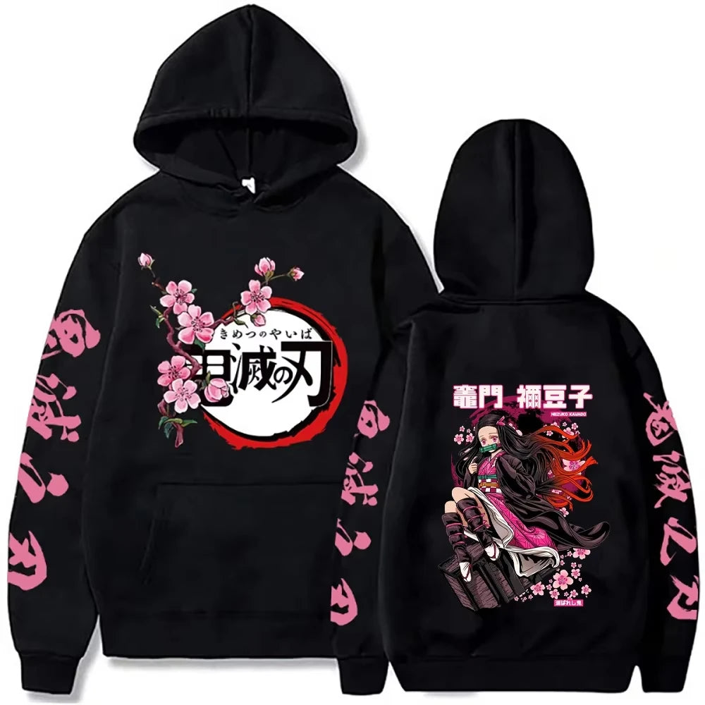 2025 Harajuku Demon Slayer Plus Size Hoodie Kamado Nezuko Graphic Print Women Sweatshirts Long Sleeve Fashion Female Streetwear