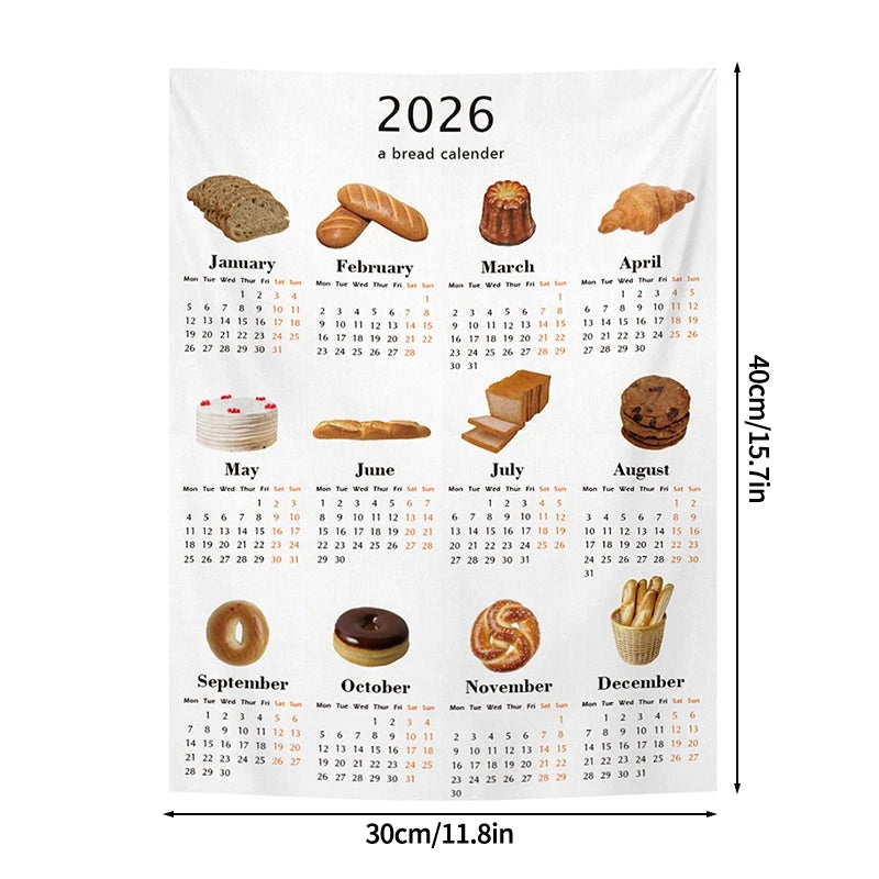 2026 New Year Tapestry 2026 Calendar Backdrop Cloth Dormitory Bedroom Decorative Background Cloth INS Wall Hanging Blanket