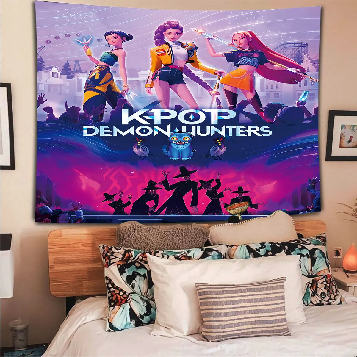 1pc K-Pop Demon Hunters Print Tapestry Multi Size Living Room Wall Decoration Background Cloth Machine Washable Space Pendant