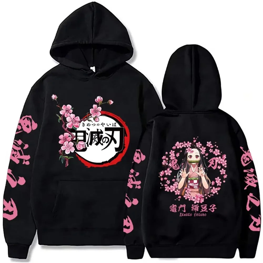 2025 Harajuku Demon Slayer Plus Size Hoodie Kamado Nezuko Graphic Print Women Sweatshirts Long Sleeve Fashion Female Streetwear