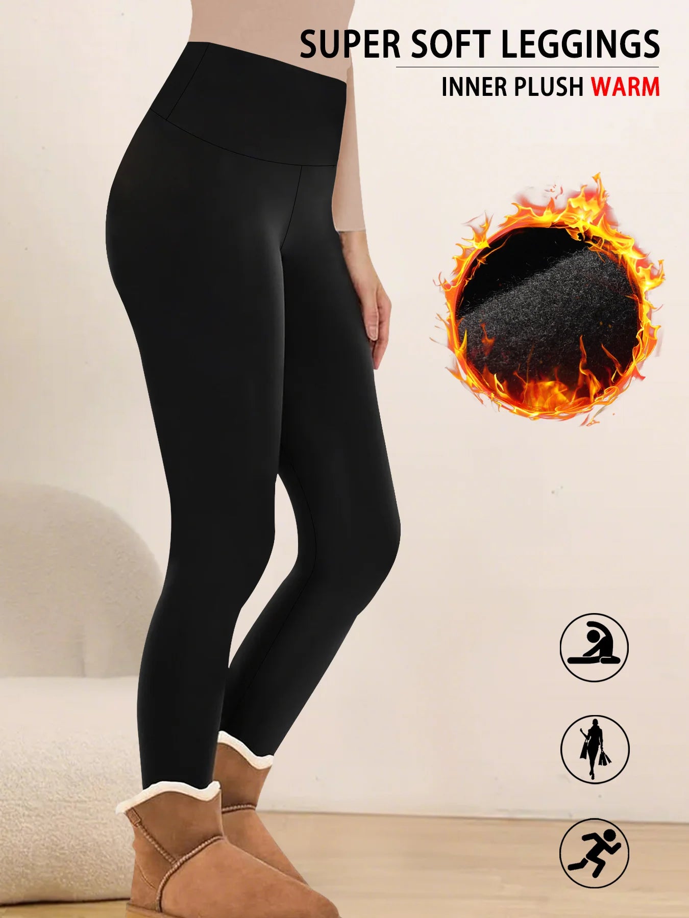 Womens High Waisted Winter Warm Thermal Fleece Lined Leggings Soft Yoga Pants, Black Friday Deals