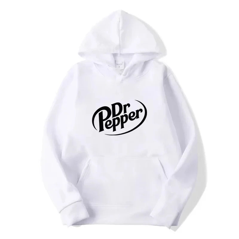 2025 Autumn Warm Dr Pepper Letter Printed Hoodies Street Men Fashion Fleece Sweatshirts Casual Unisex Pullover Tops Fashion Tre