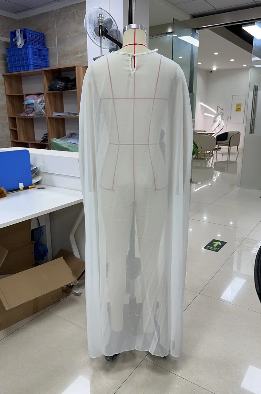 Womens High Low Polka Dot/Solid Color Sheer See-through Cover-ups Summer Holiday O Neck Cape Blouse Female Jacekt Long Party Top