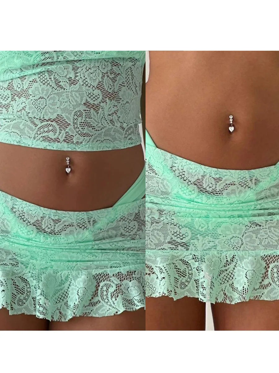 Women's Bikini Cover-up Skirts Lace See Through Mini Skirts Low Waist Ruffle Casual Beach Skirts Summer