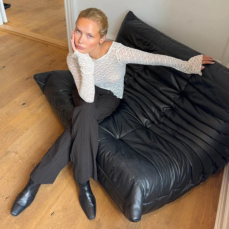 Women's Low-Cut Long Sleeve T-shirt Autumn Sexy Solid Color Streetwear Elegant Casual Slim Fit Versatile Female Tees