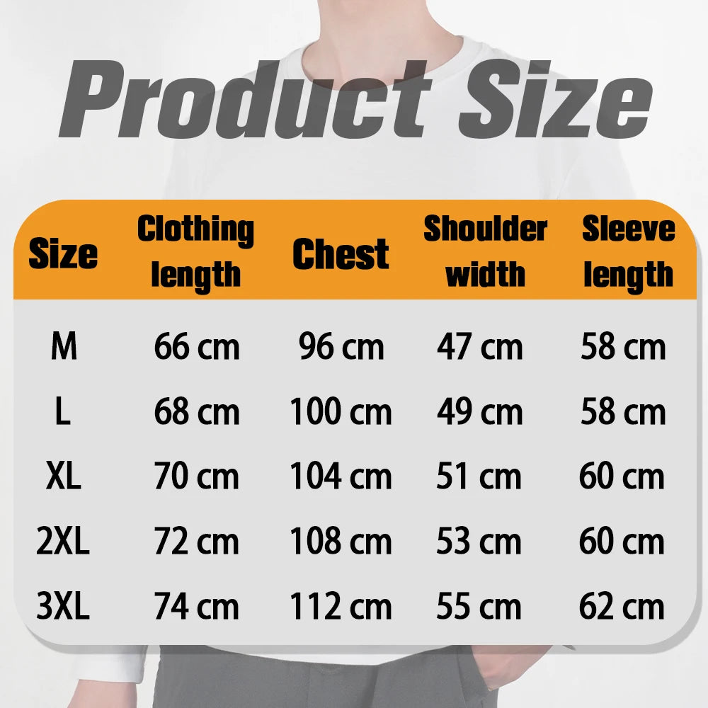 1PC Mens White Black T Shirts Casual Long Sleeve Top Cotton Moisture Wicking O-Neck Tees Tanks Classic Loose Tshirts for Men
