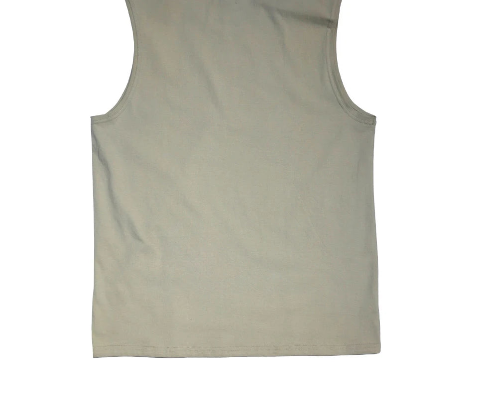 230Grams 100% cotton Vest Men Sleeveless T-shirt Heavy and Old Shoulder Retro Loose Unisex Vintage Tops