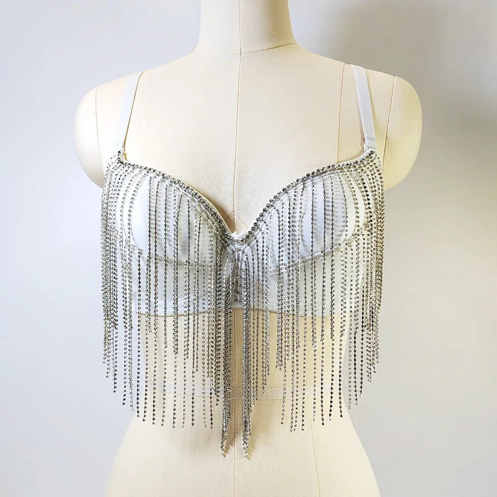 Y2k Top Shirts for Women Clothing Sexy Tank Tops Bra Bling Diamond Rhinestone Fashion Clothes Hotsweet Party Night Club Corset