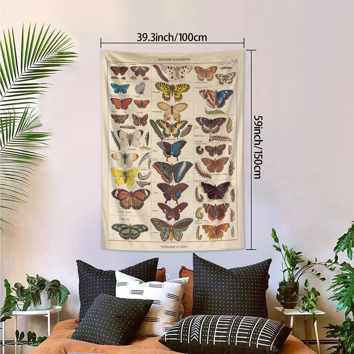 1pc Retro Butterfly Tapestry, Colorful Butterfly Retro Tapestry Wall Hanging, Insect Butterfly Tapestry Bedroom Decoration