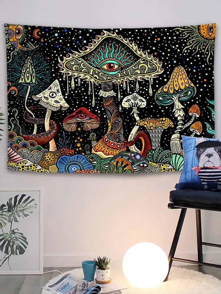 1 Pc Mushroom Tapestry Psychedelic Eyes Tapestry Sea Tapestry Peacock Bohemian Tapestry Abstract Ocean Tapestry Wall Hanging for