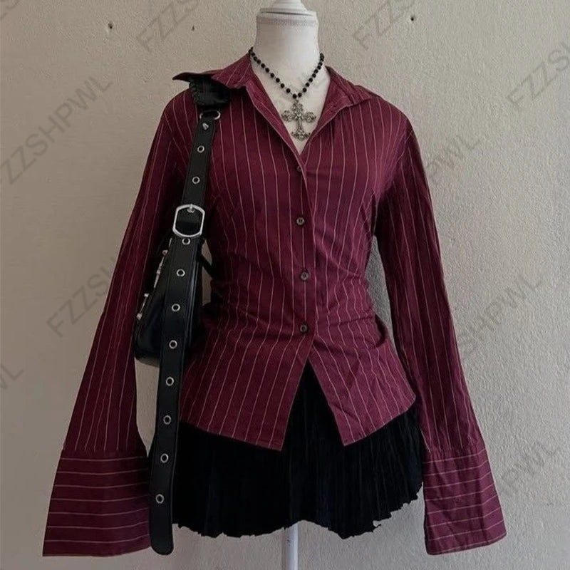 Y2K Gothic Women's Long Sleeve T-Shirt Casual Slim Chic Graphic Print Crop Top Grunge Punk Hip Hop Harajuku Aesthetic Streetwear