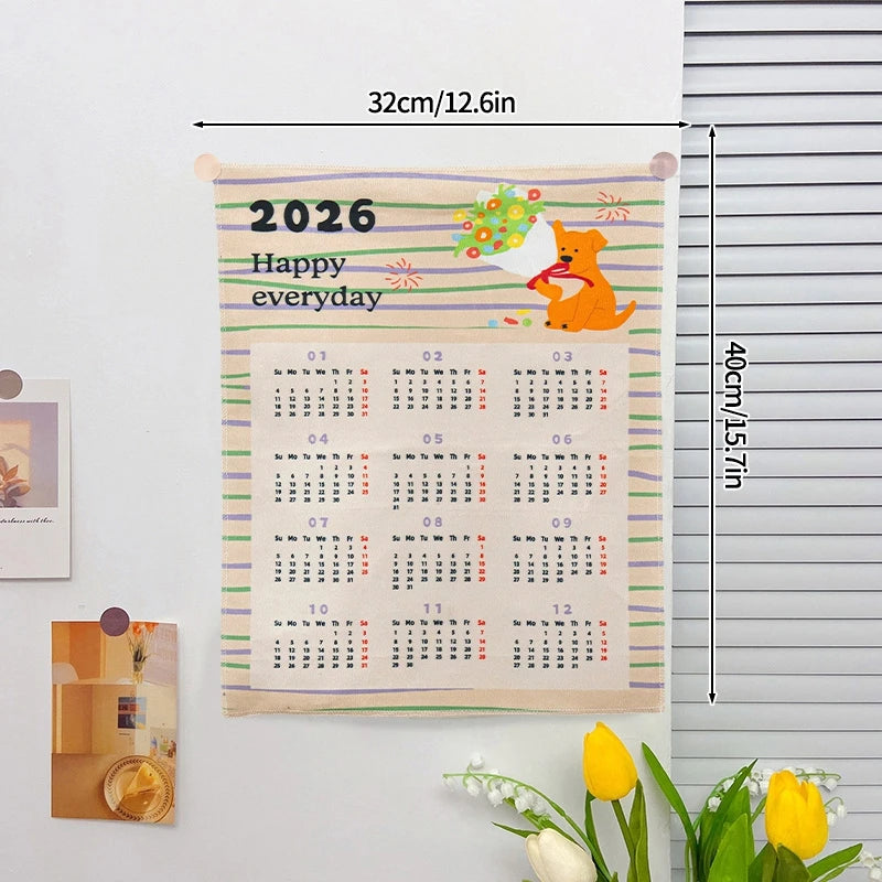2026 New Year Tapestry 2026 Calendar Backdrop Cloth Dormitory Bedroom Decorative Background Cloth INS Wall Hanging Blanket