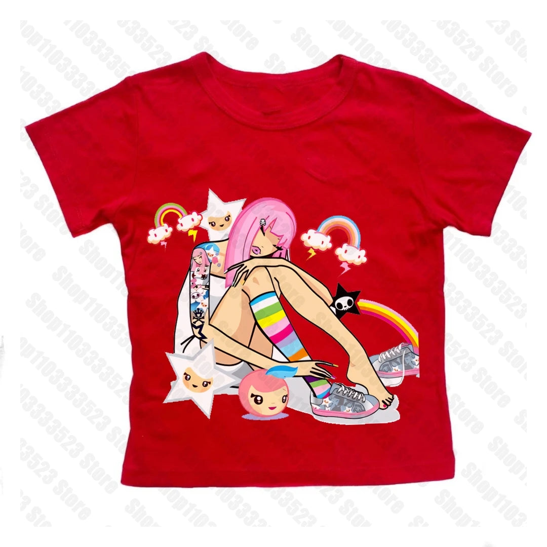 2000s E-girl Goth Women Vest Tank Top Aesthetic Streetwear Vintage Casual Short Sleeve T-Shirts Punk Y2k Style Clothes Baby Tees