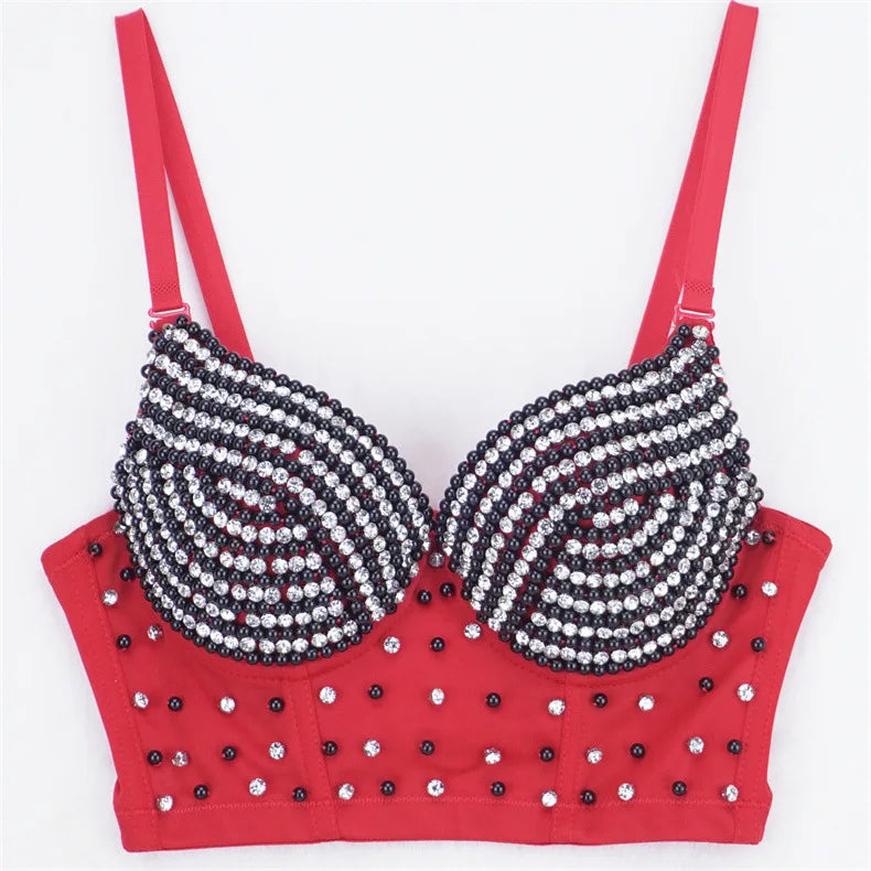 Y2k Top Shirts for Women Clothing Sexy Tank Tops Bra Bling Diamond Rhinestone Fashion Clothes Hotsweet Party Night Club Corset
