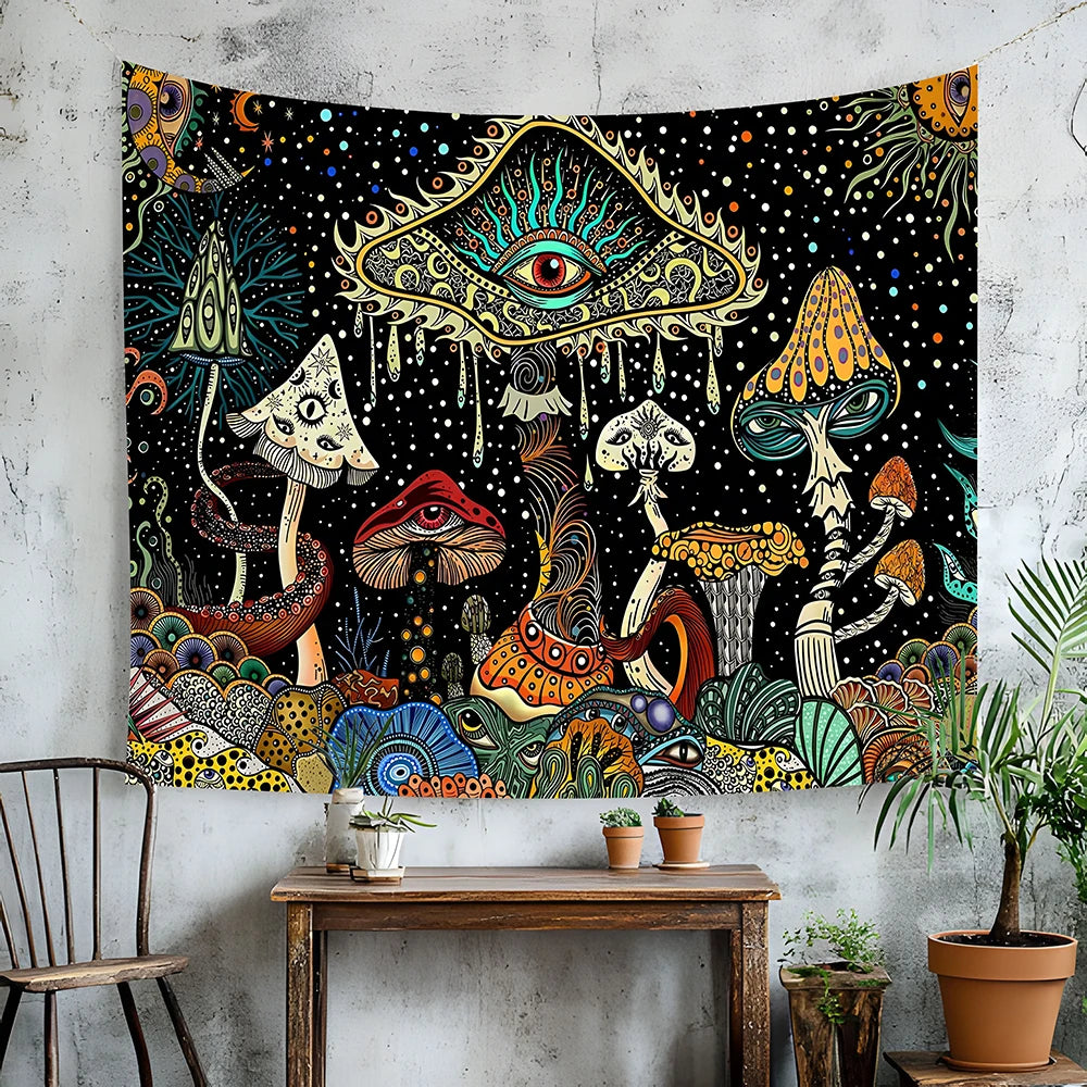 1 Pc Mushroom Tapestry Psychedelic Eyes Tapestry Sea Tapestry Peacock Bohemian Tapestry Abstract Ocean Tapestry Wall Hanging for