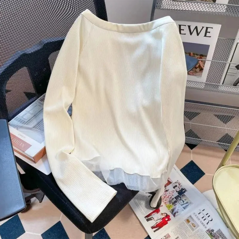 Women Y2K Graphic T-Shirts Long Sleeve Top Off Shoulder Music Score Tee Shirt Aesthetic Fairy T-Shirt Streetwear