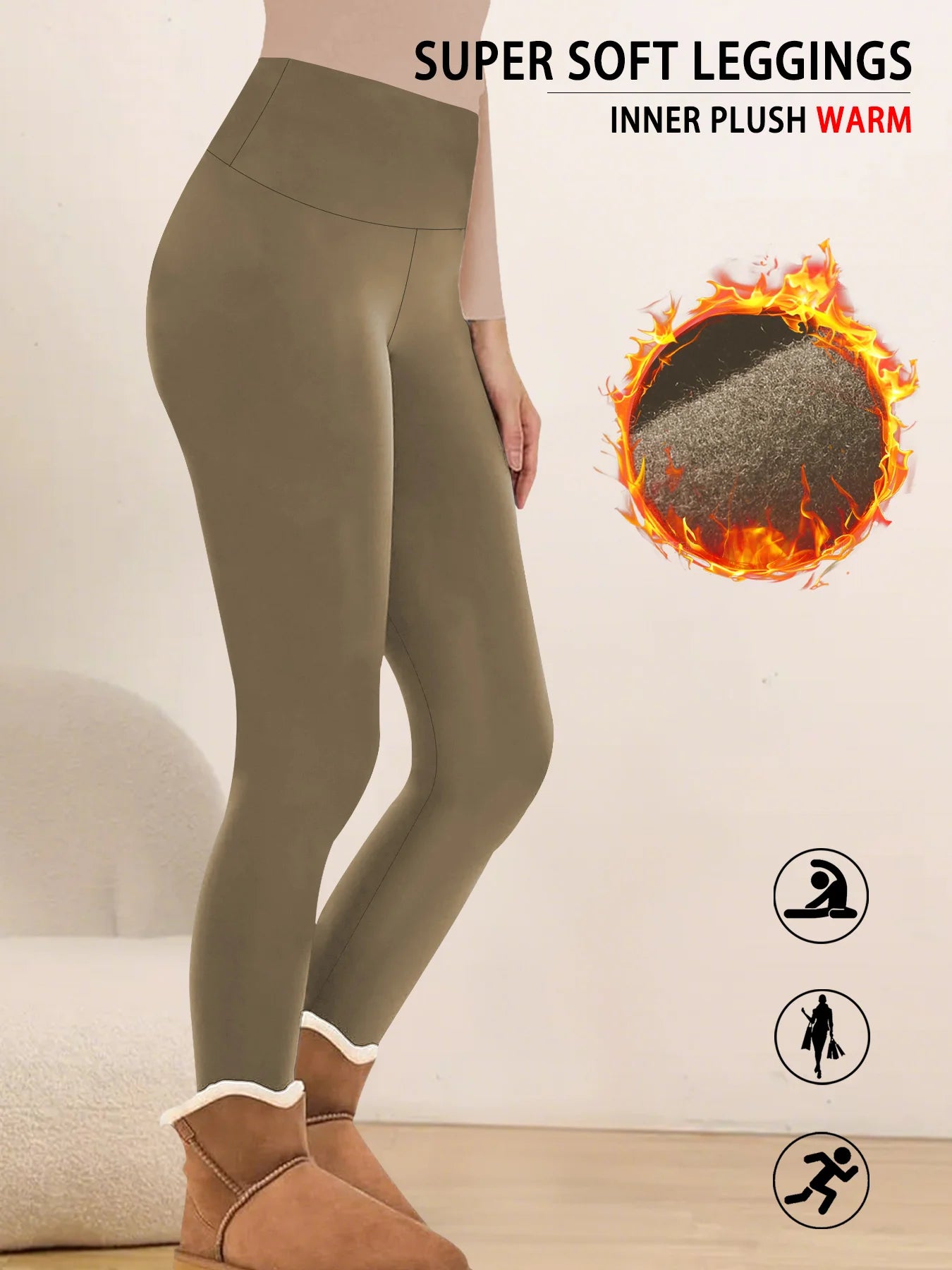 Womens High Waisted Winter Warm Thermal Fleece Lined Leggings Soft Yoga Pants, Black Friday Deals