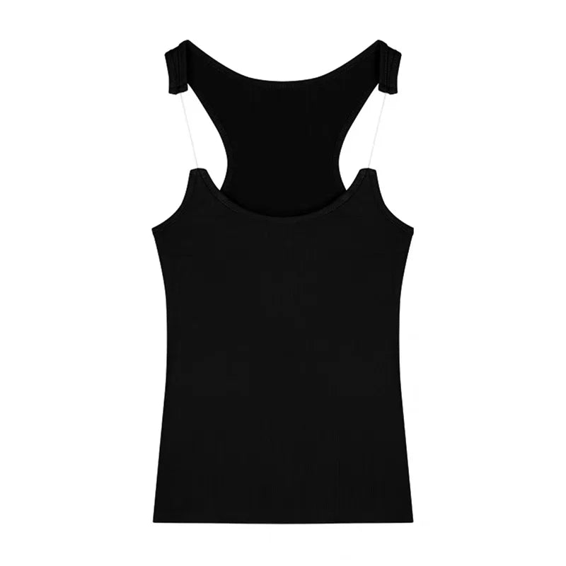 Women Ypro Ribbed Invisible Strap Tank Top Camis Tee