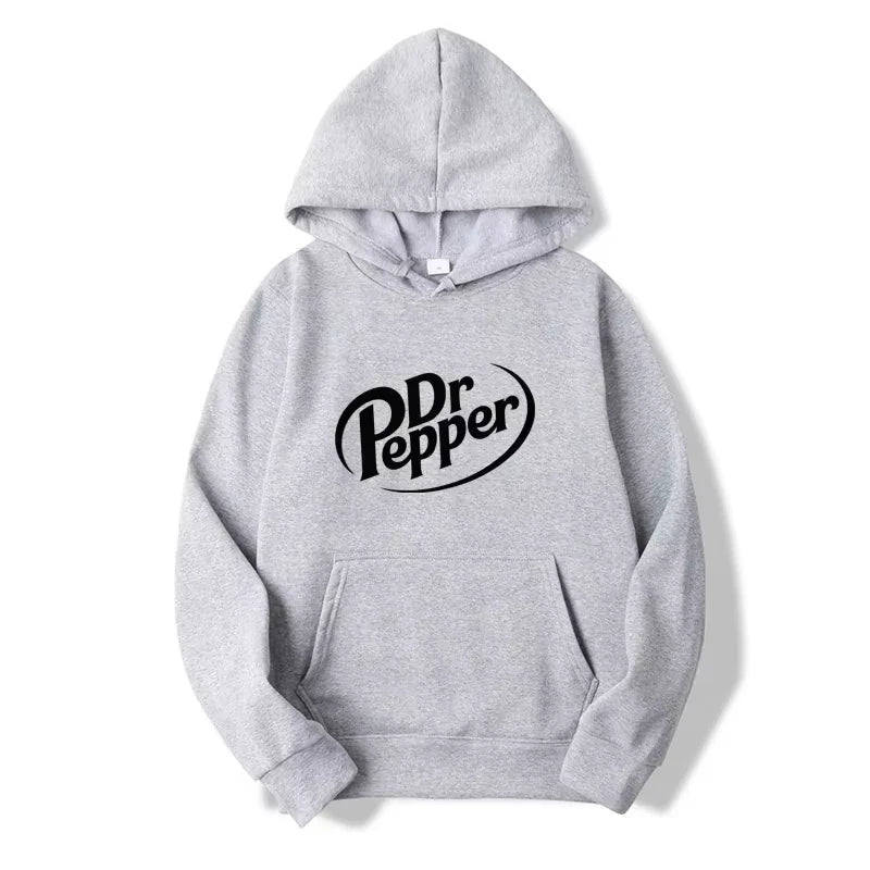 2025 Autumn Warm Dr Pepper Letter Printed Hoodies Street Men Fashion Fleece Sweatshirts Casual Unisex Pullover Tops Fashion Tre