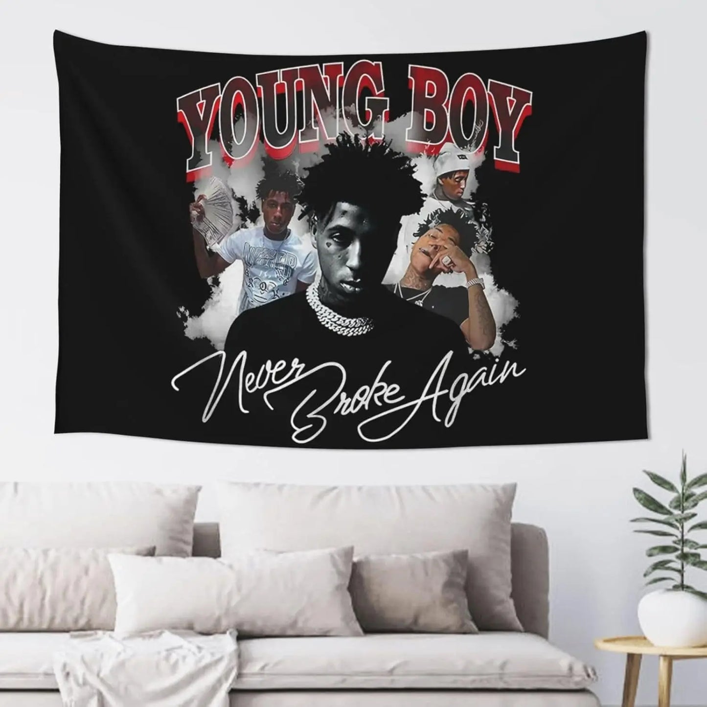 YoungBoy Never Broke Again Tapestry - Designed by hip-hop artists with signatures and photos, suitable hip-hop enthusiast