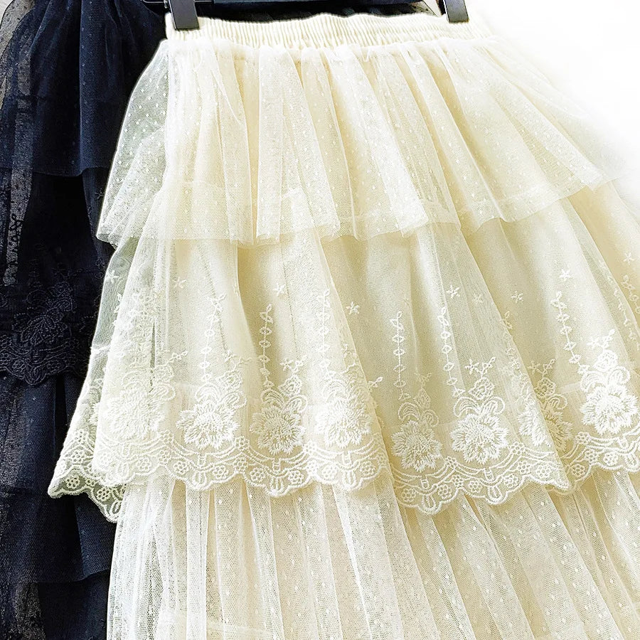 2024 New Spring Fashion Women Skirts Women Lace Skirts Long Lace Skirt Women Fashion Clothing K68