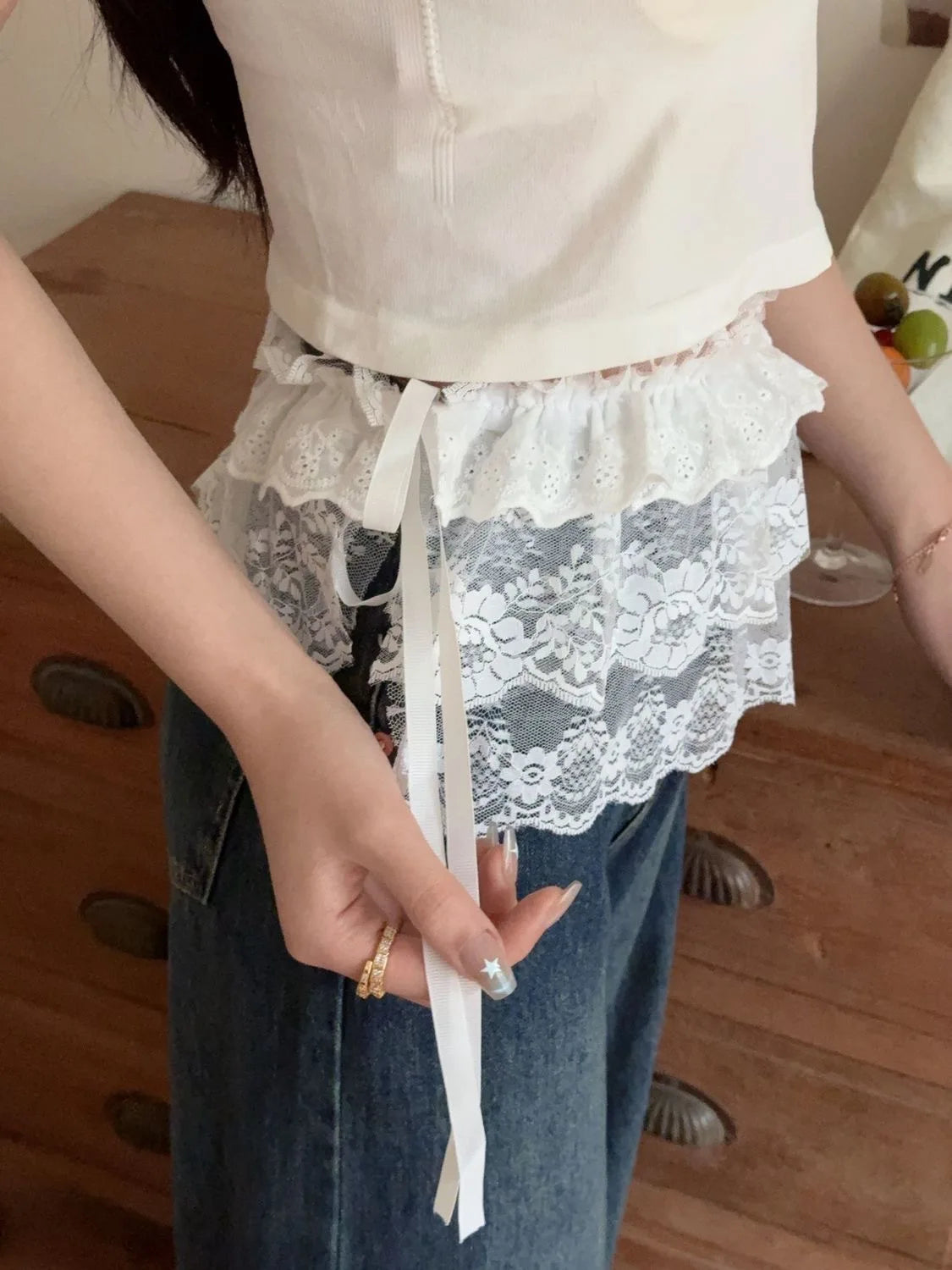 2025 Spring Summer Women Y2K Korean Lace Mini Layered Skirt Streetwear Lace Up Ruffles Harajuku High Waist Pleated Ladies Skirts