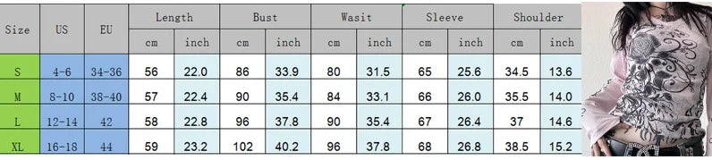 Y2K Grunge Cyber Mall Goth Thermal T-shirt Skulls Graphic Print Long Sleeve Pullovers Tops Women 90s Vintage Aesthetic Tees