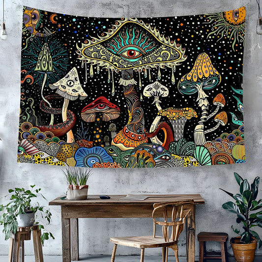 1 Pc Mushroom Tapestry Psychedelic Eyes Tapestry Sea Tapestry Peacock Bohemian Tapestry Abstract Ocean Tapestry Wall Hanging for
