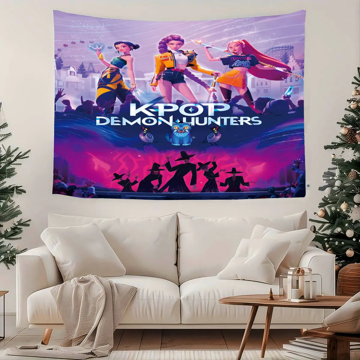 1pc K-Pop Demon Hunters Print Tapestry Multi Size Living Room Wall Decoration Background Cloth Machine Washable Space Pendant