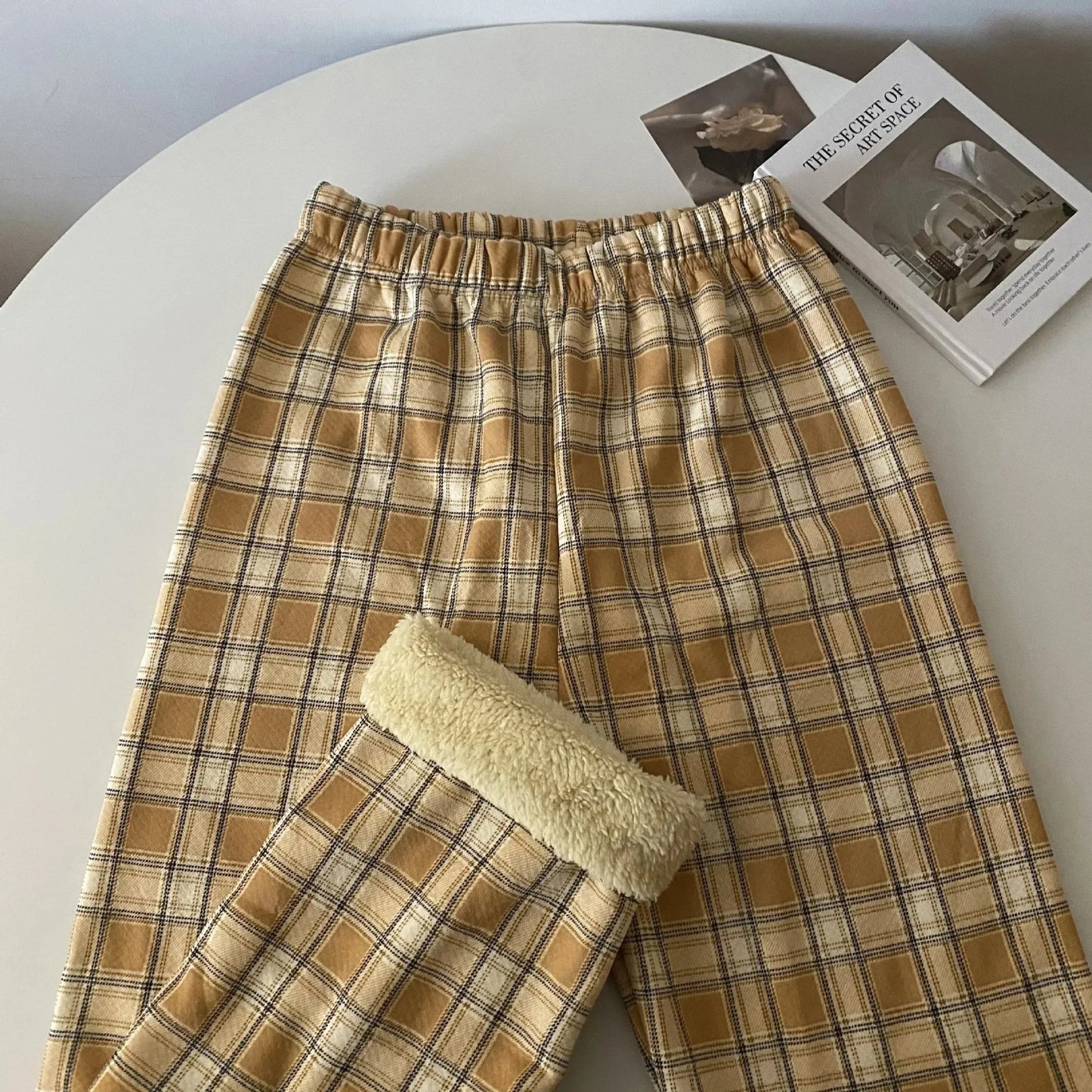 Women's High Waist Fleece Lined Wide Leg Pants Autumn Winter Comfortable Casual Korean Style Home Wear Slimming Trousers