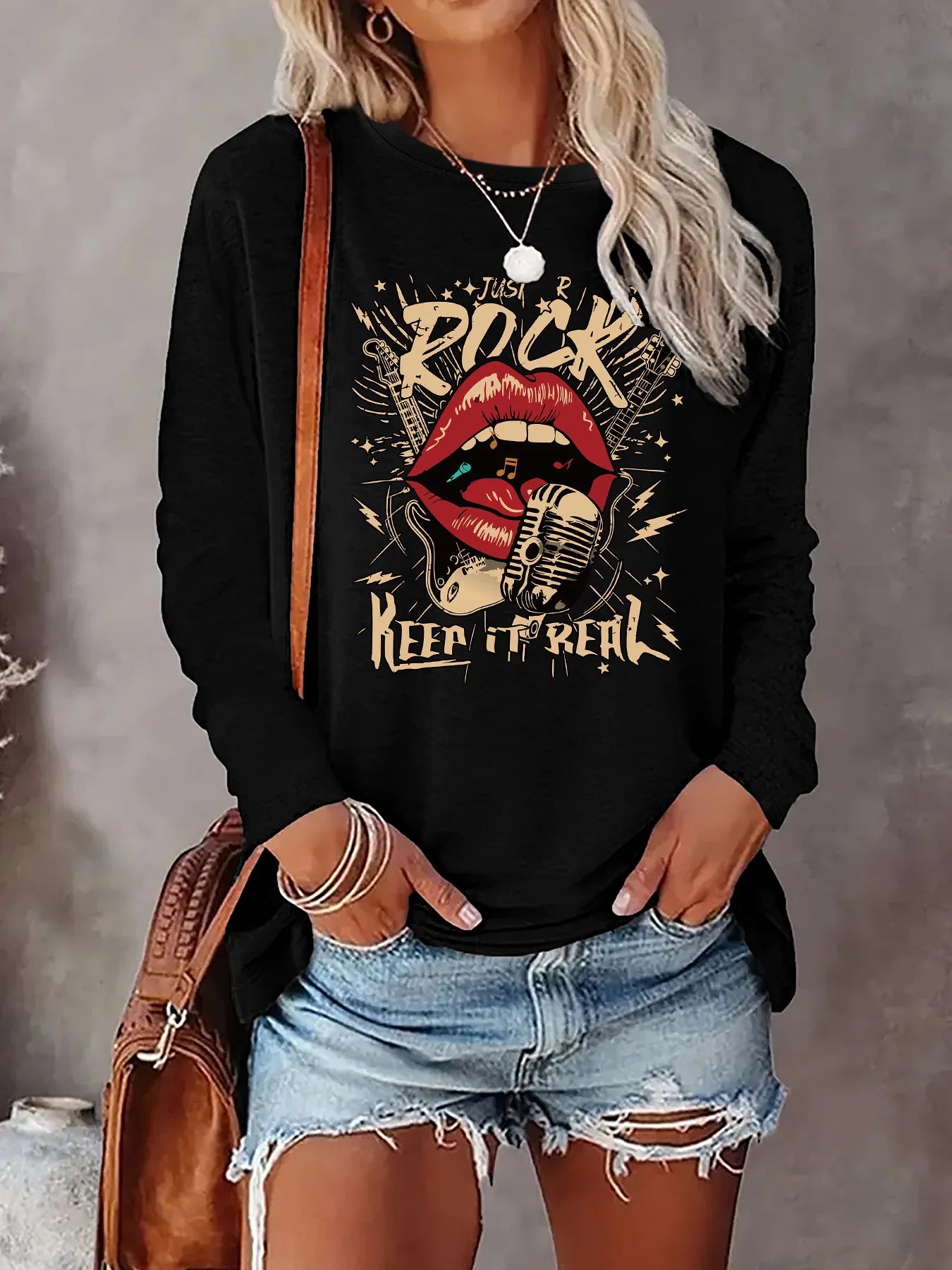 100% pure cotton women's spring and autumn comfortable casual long sleeved Paris graphic printed round neck T-shirt